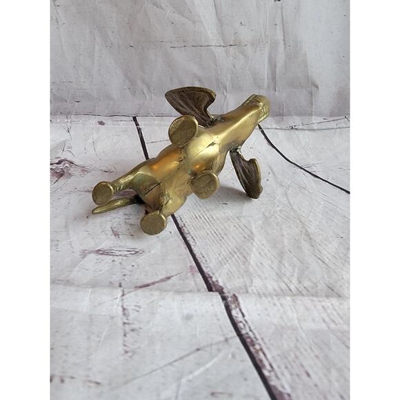 Vtg Brass Elephant Statue Figurine Trunk's Up - Picture 6 of 8